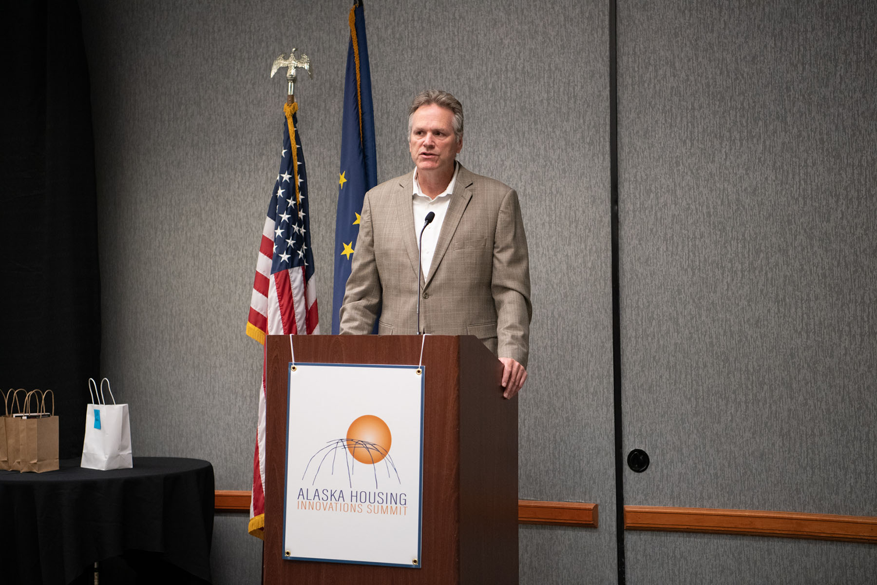 Governor Dunleavy speaks at Alaska Housing Innovations Summit in August 2022
