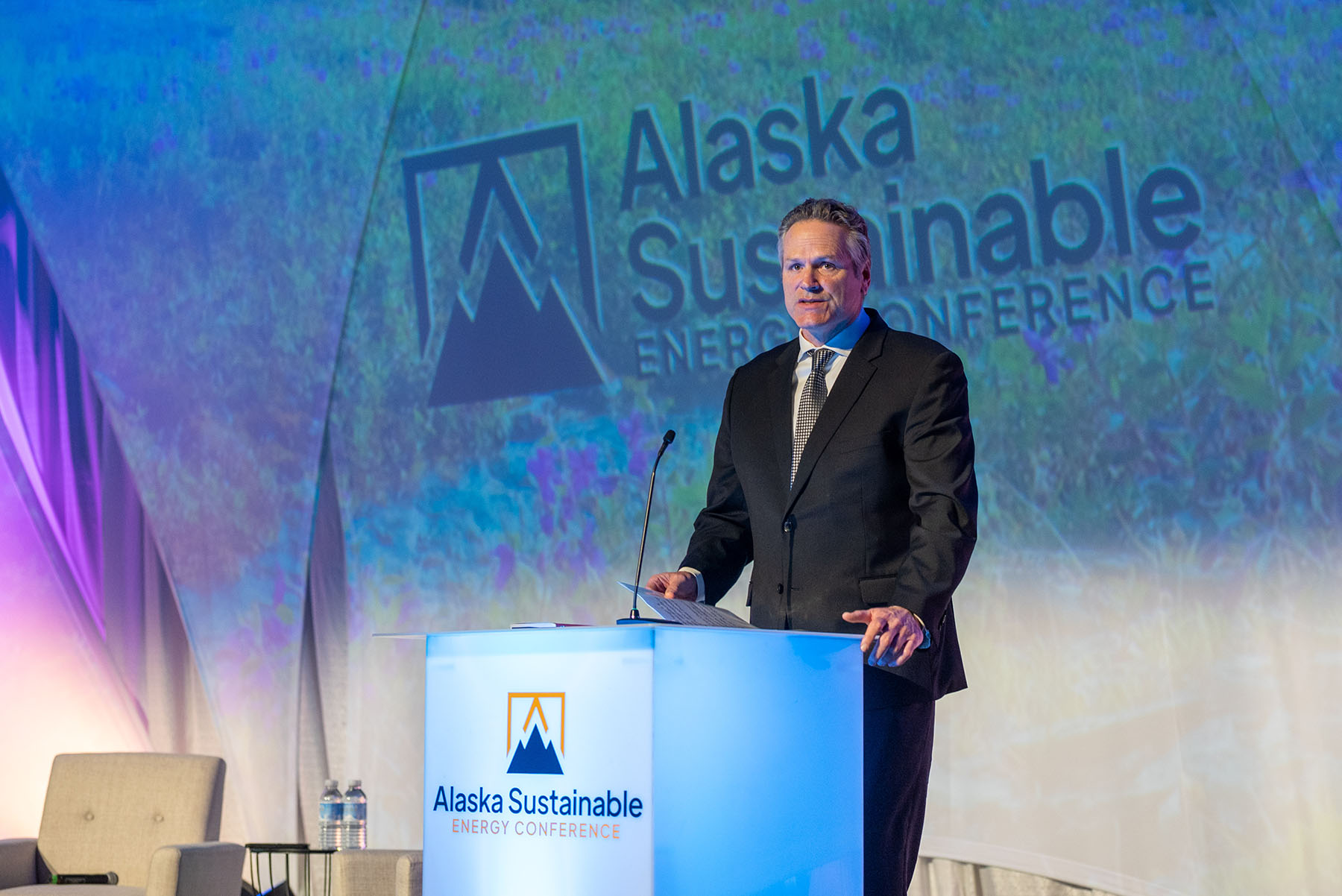 Governor Dunleavy speaks at the Alaska Sustainable Energy Conference – this annual event draws energy developers and investors to Alaska each year.